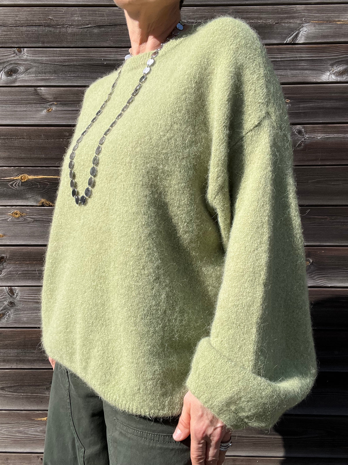 SPIRIT pull baby alpaga manche ballon olive