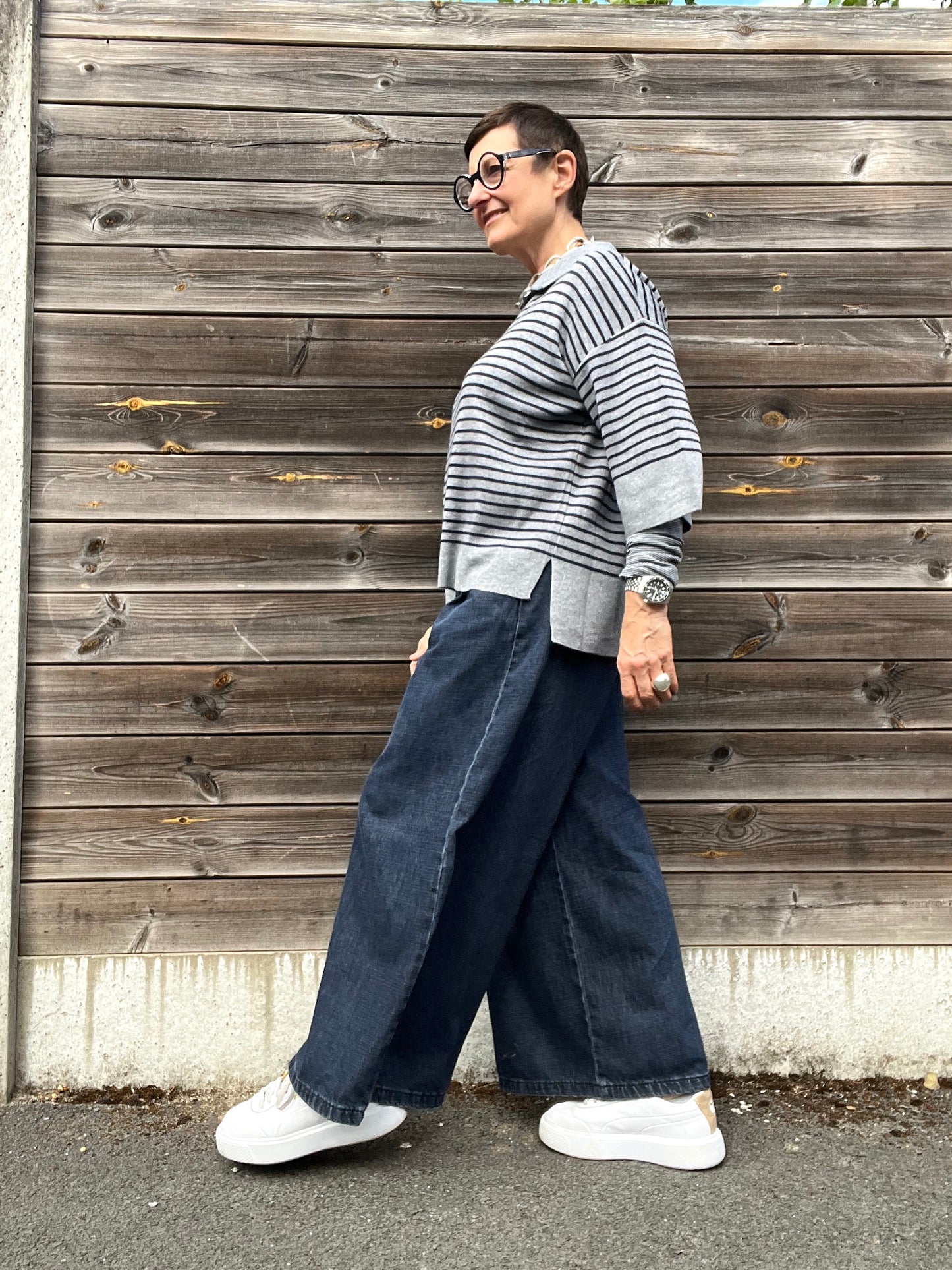 ASCENSION pull marinière à rayures grey