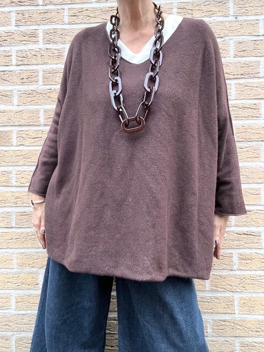 NATALE pull V curvy size choco