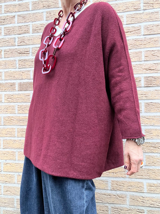 NATALE pull V curvy size wine