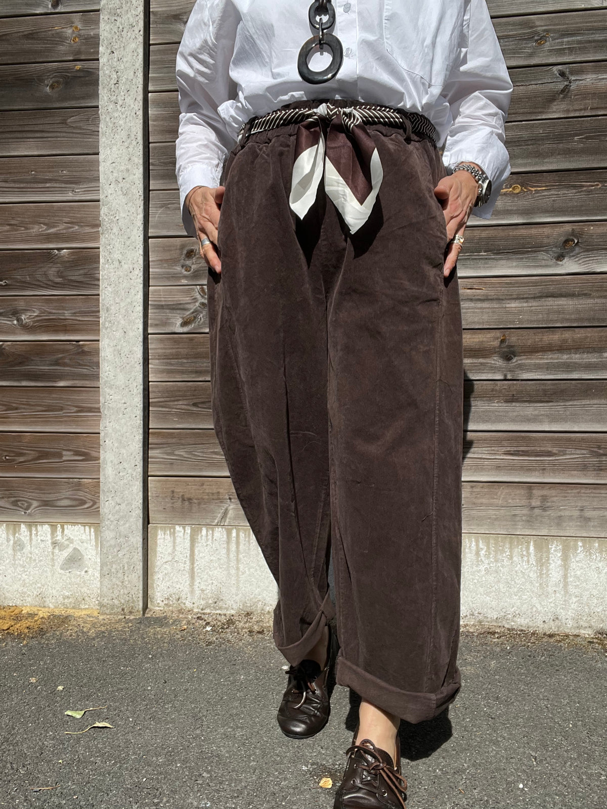 BARVEL pantalon barrel baby velours choco