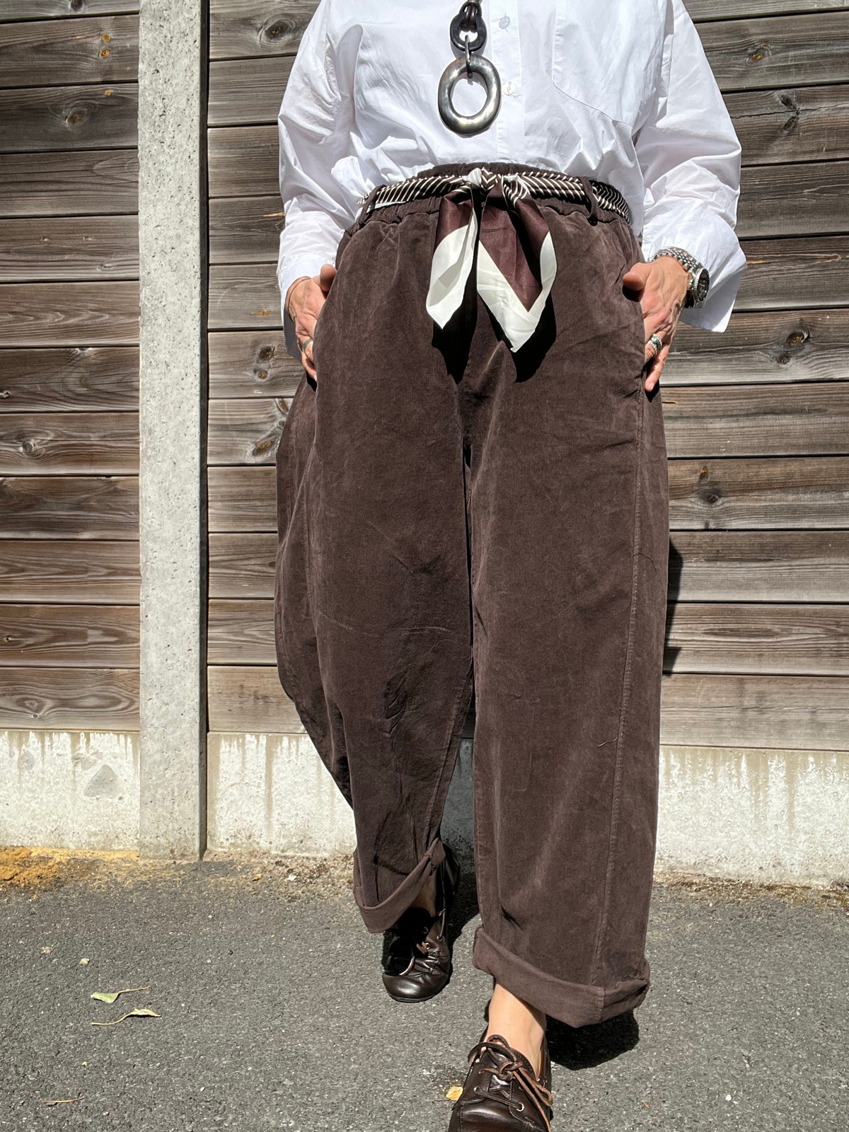 BARVEL pantalon barrel baby velours choco