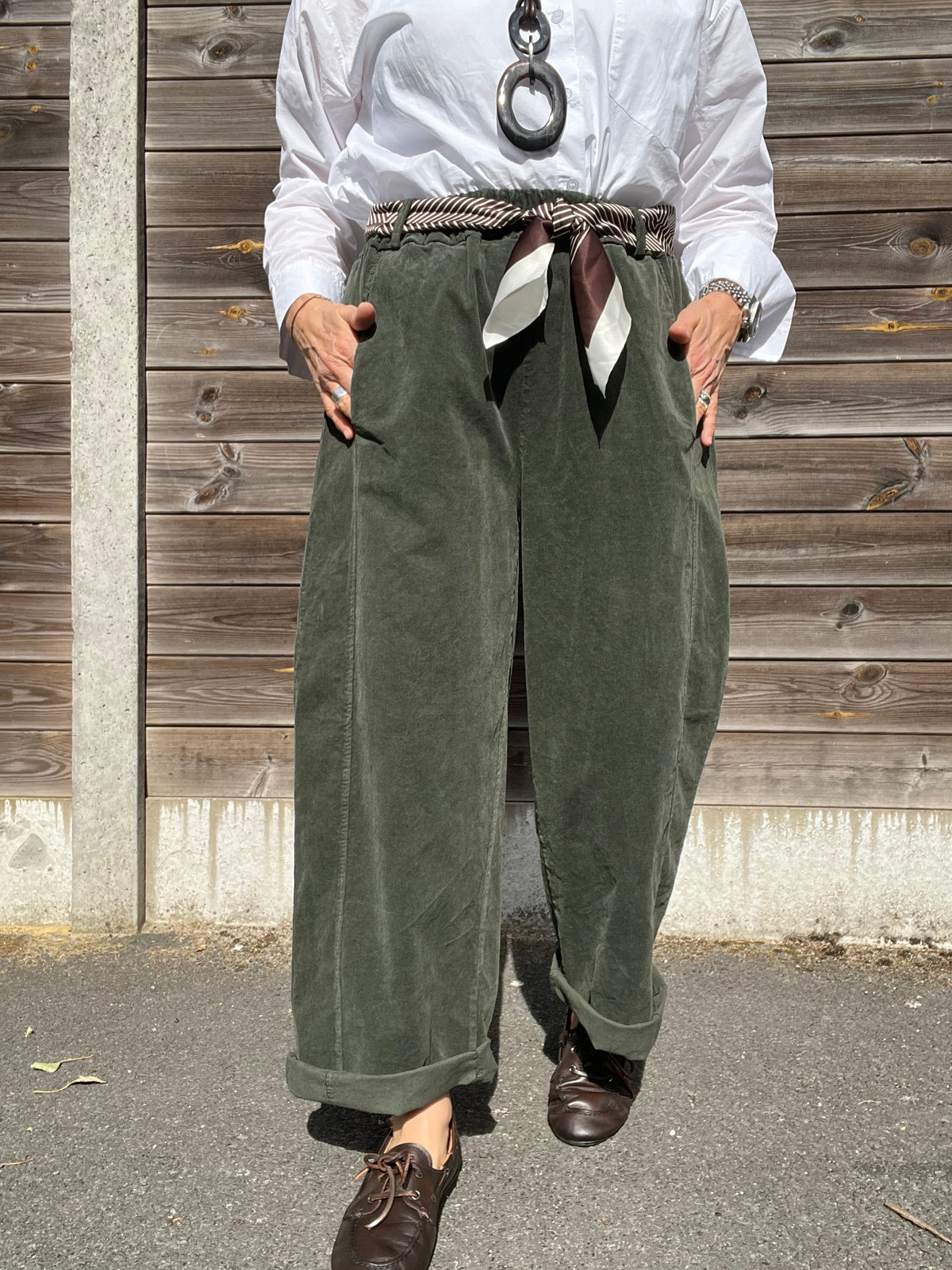 BARVEL pantalon barrel baby velours kaki