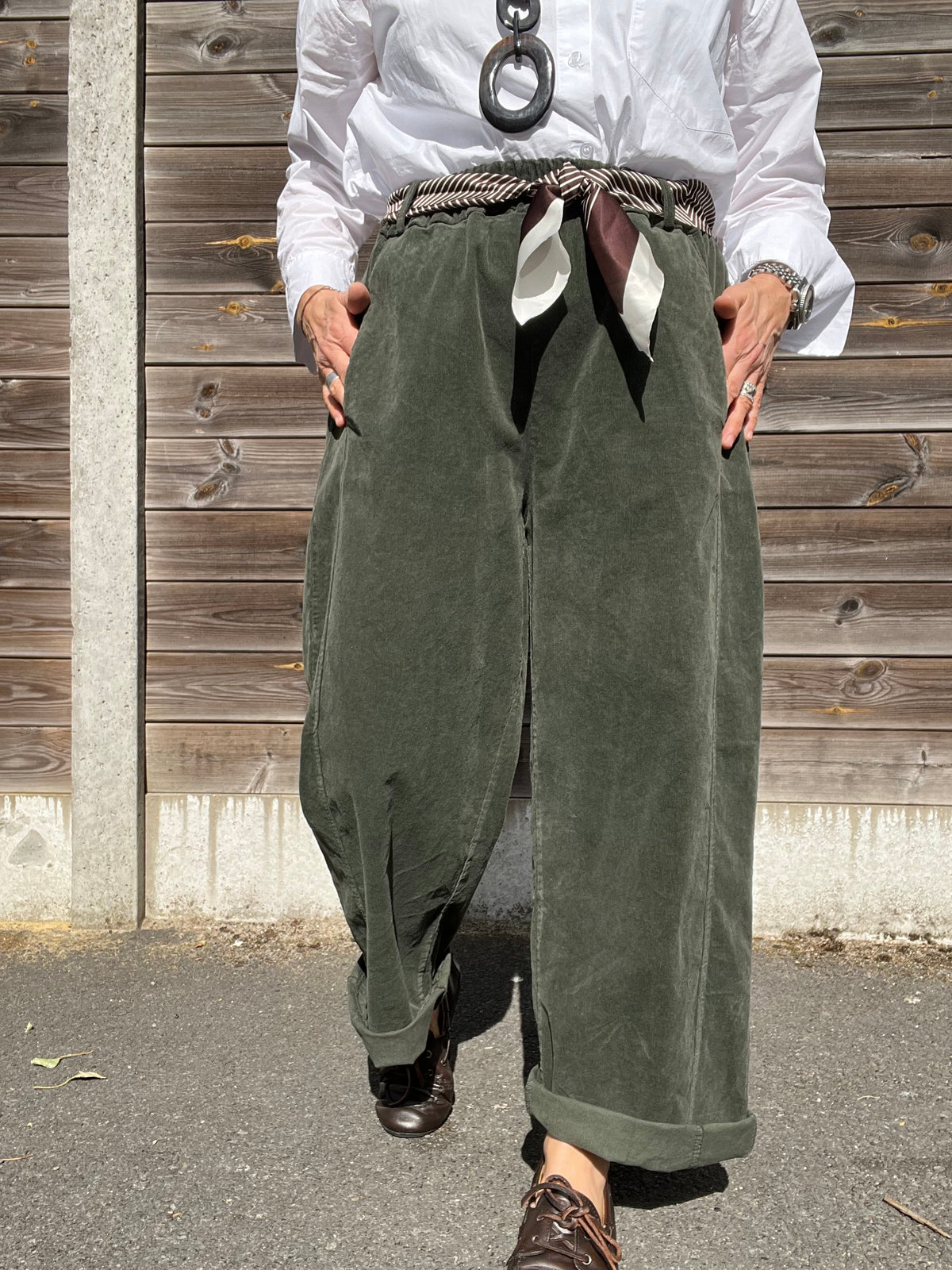 BARVEL pantalon barrel baby velours kaki