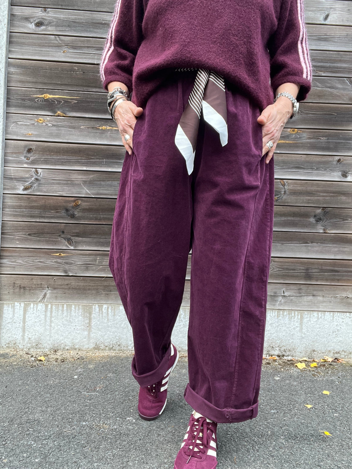 BARVEL pantalon barrel baby velours wine