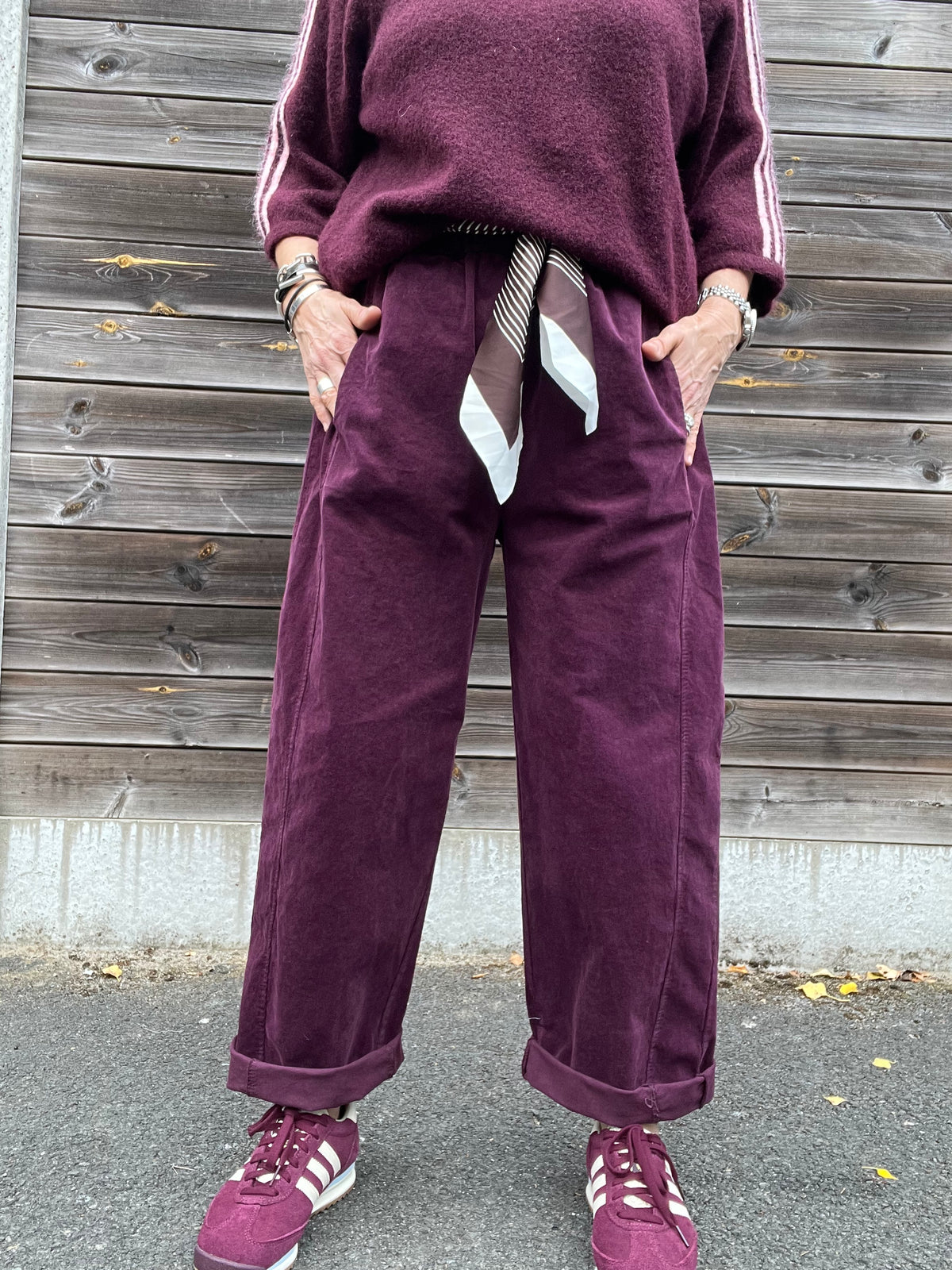 BARVEL pantalon barrel baby velours wine