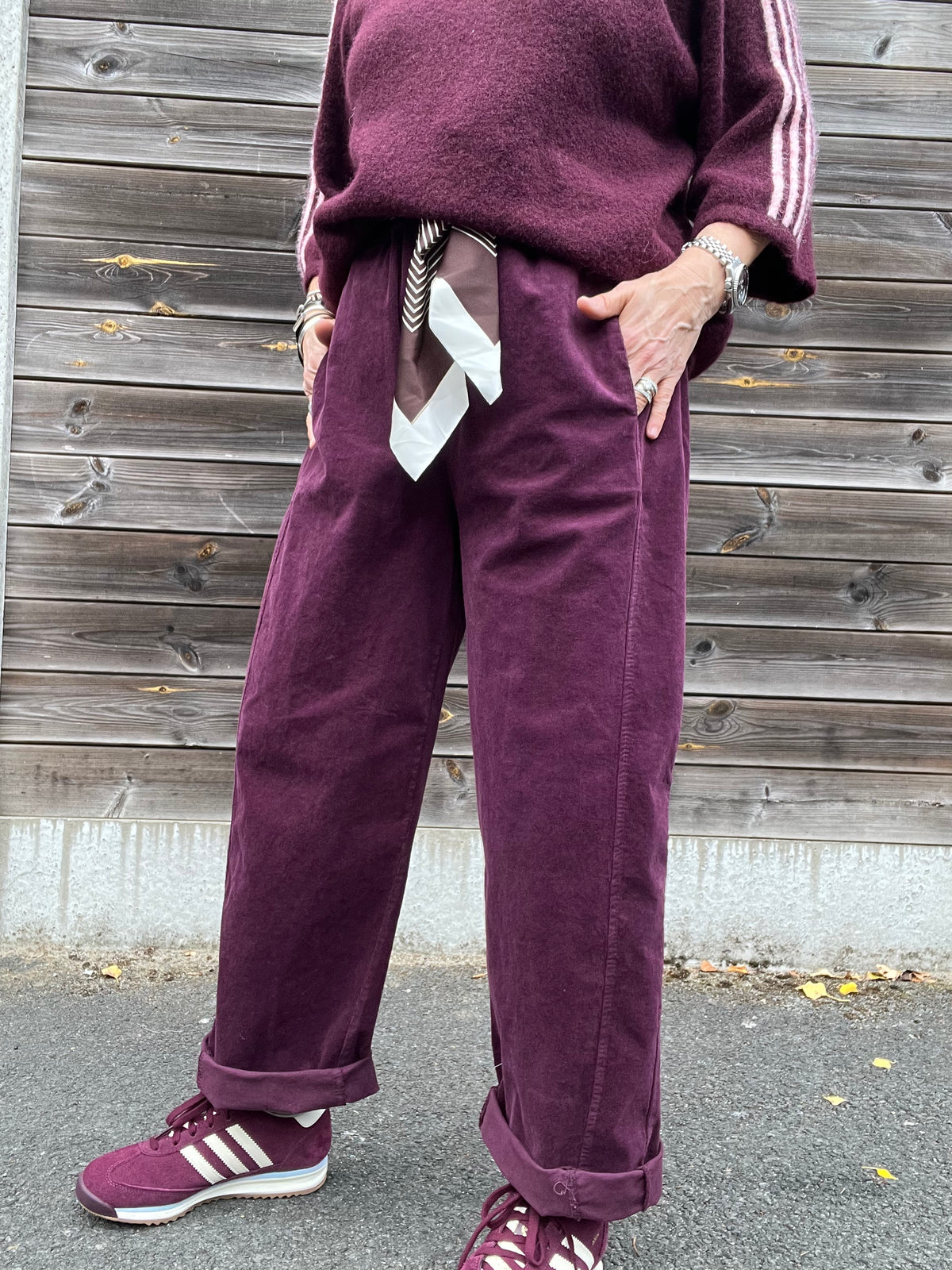 BARVEL pantalon barrel baby velours wine