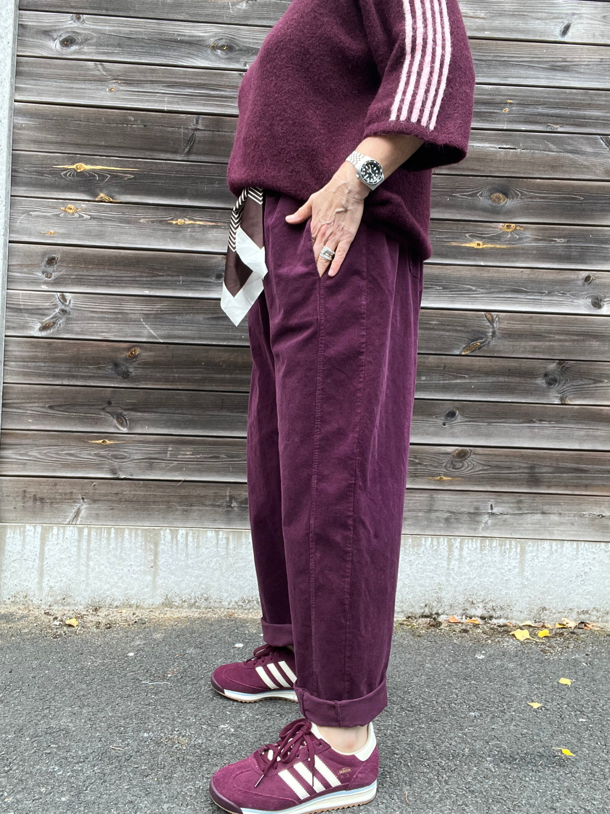 BARVEL pantalon barrel baby velours wine