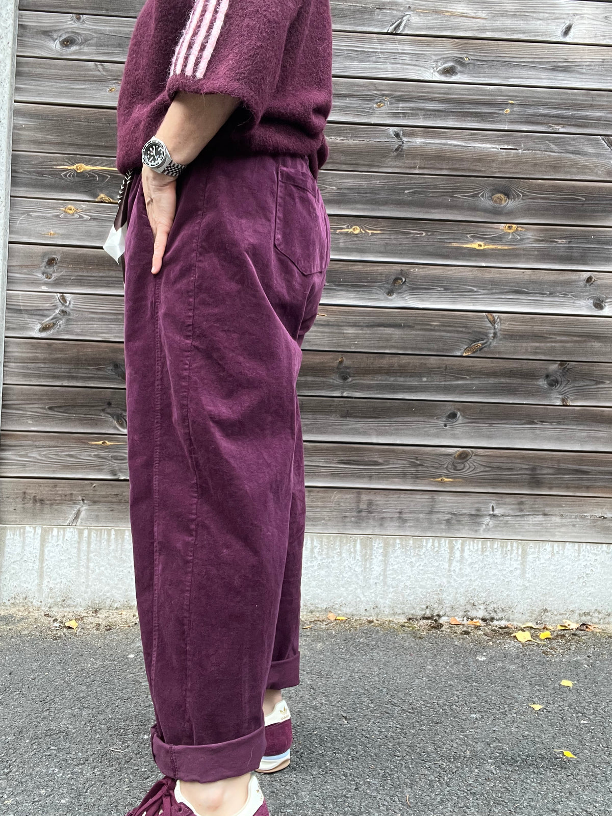 BARVEL pantalon barrel baby velours wine