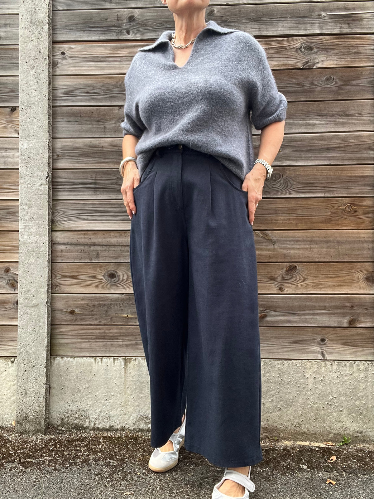 COSTUM pantalon large 7/8 navy