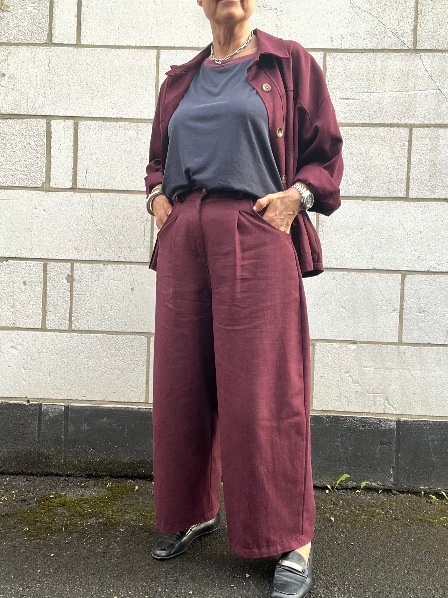COSTUM pantalon large 7/8 wine