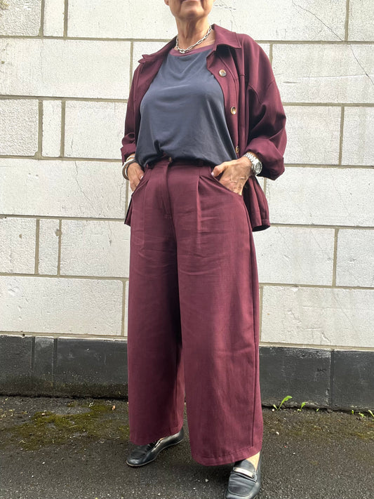 COSTUM pantalon large 7/8 wine