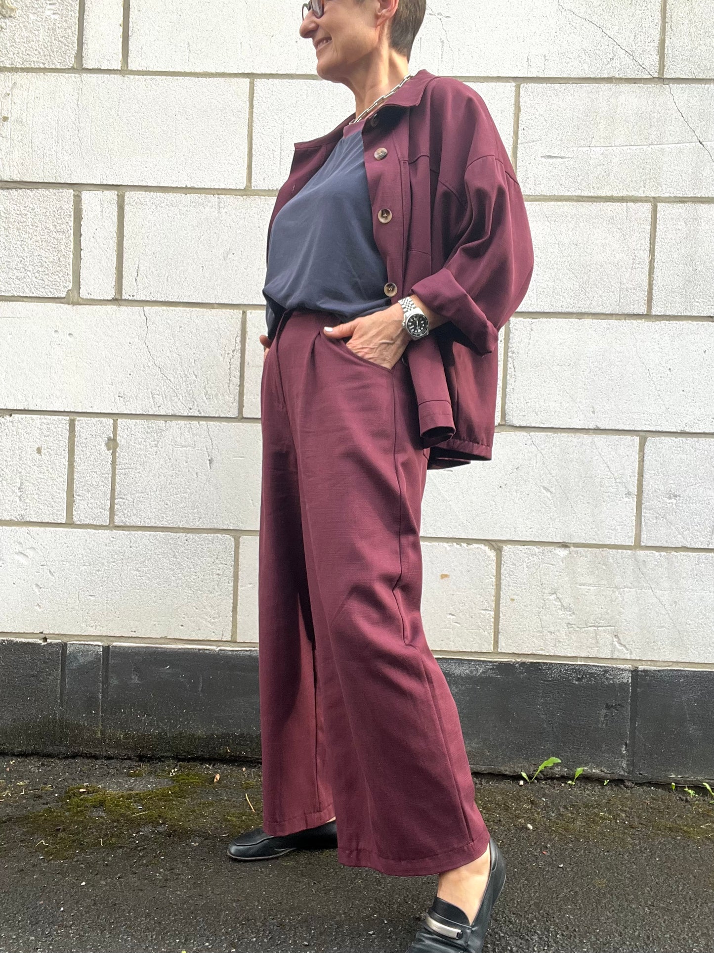 COSTUM pantalon large 7/8 wine