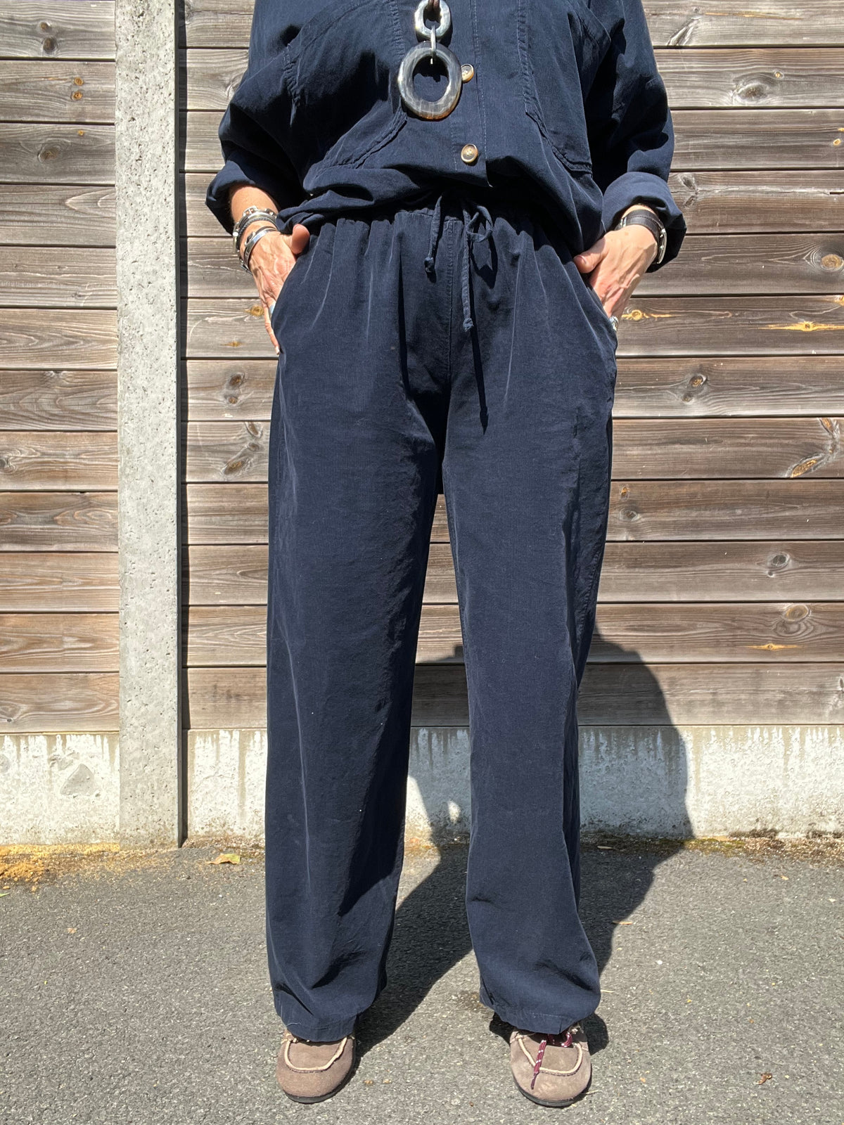 DAVIS pantalon baby velours navy