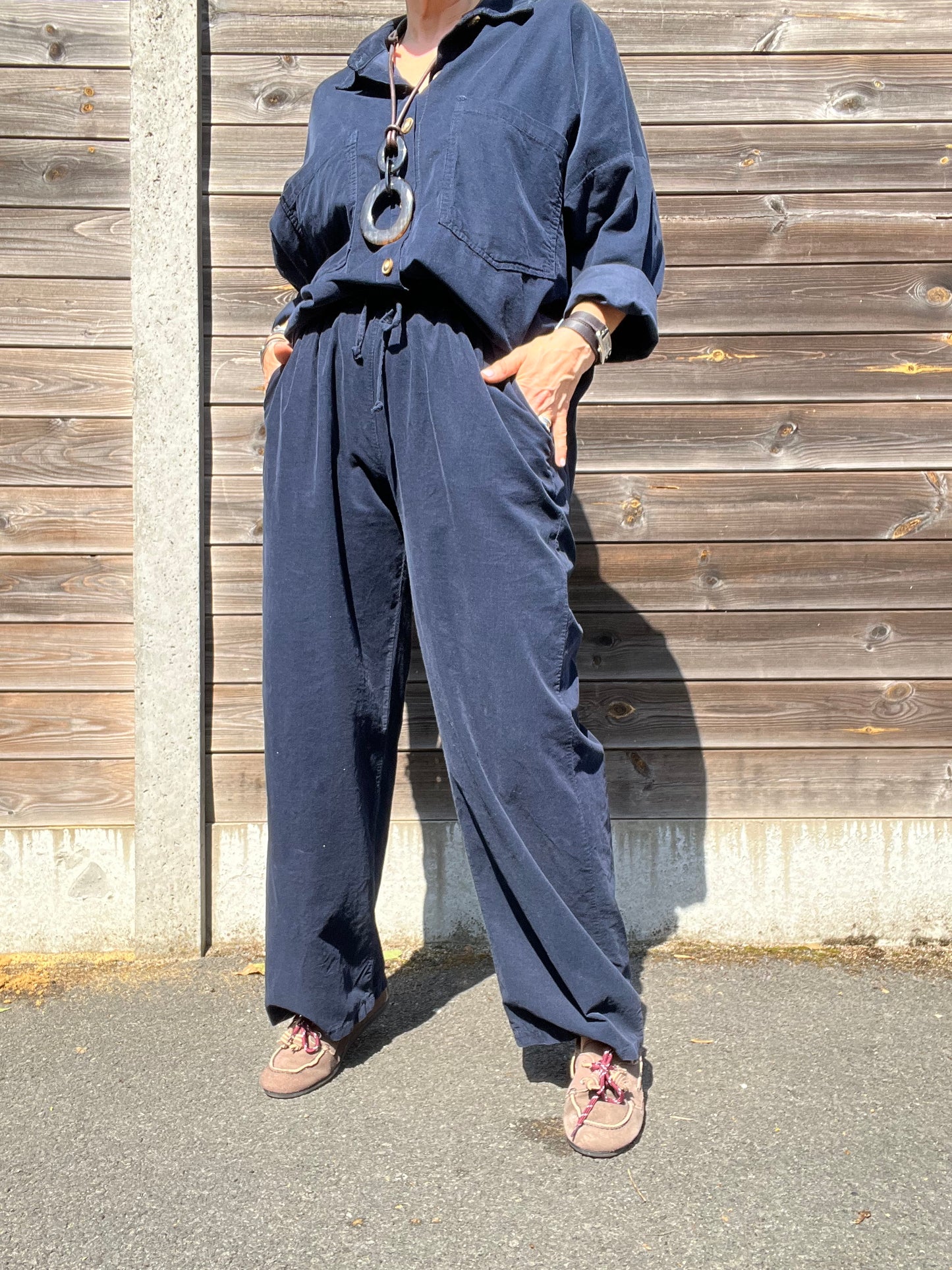 DAVIS pantalon baby velours navy
