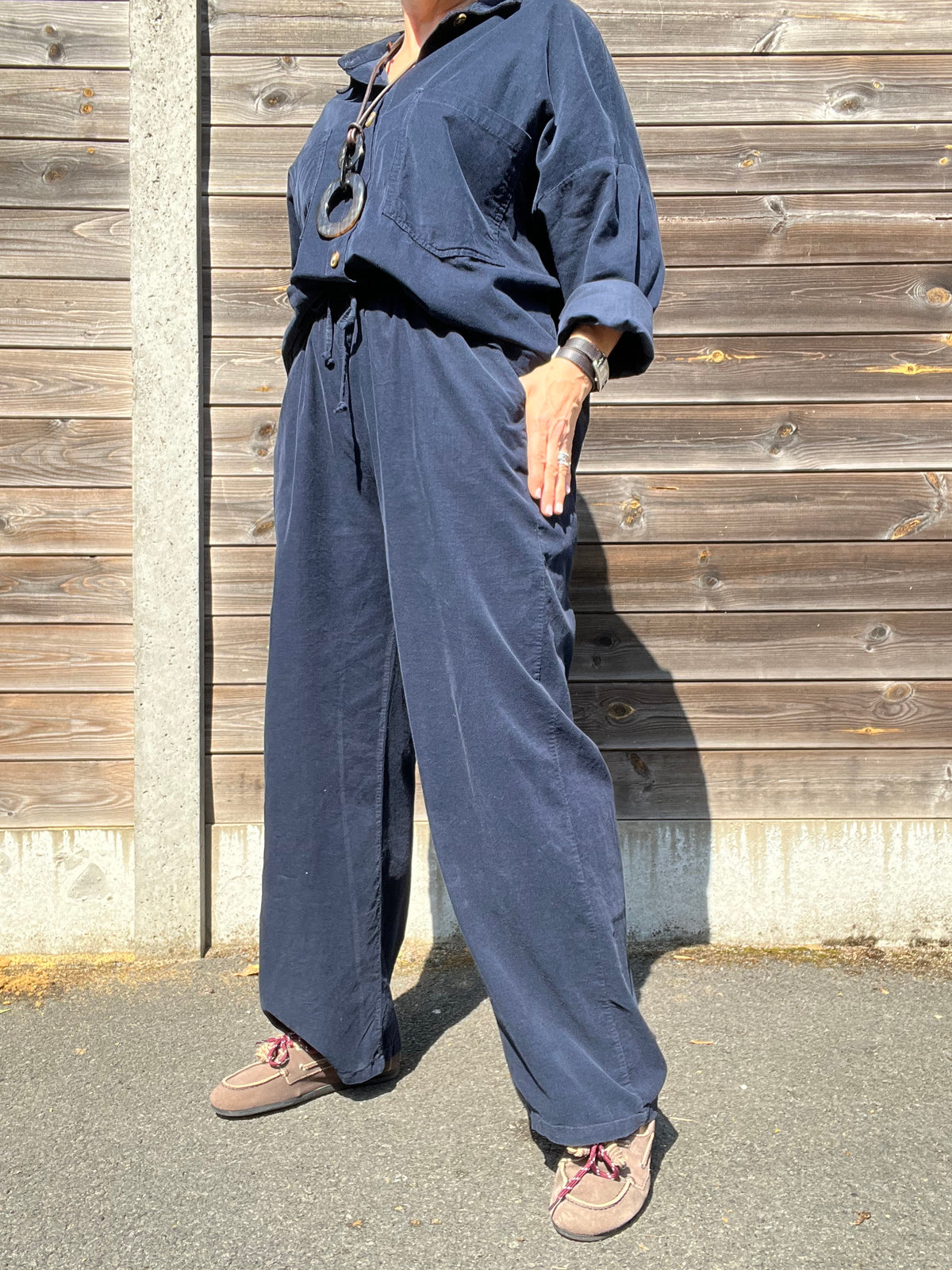 DAVIS pantalon baby velours navy