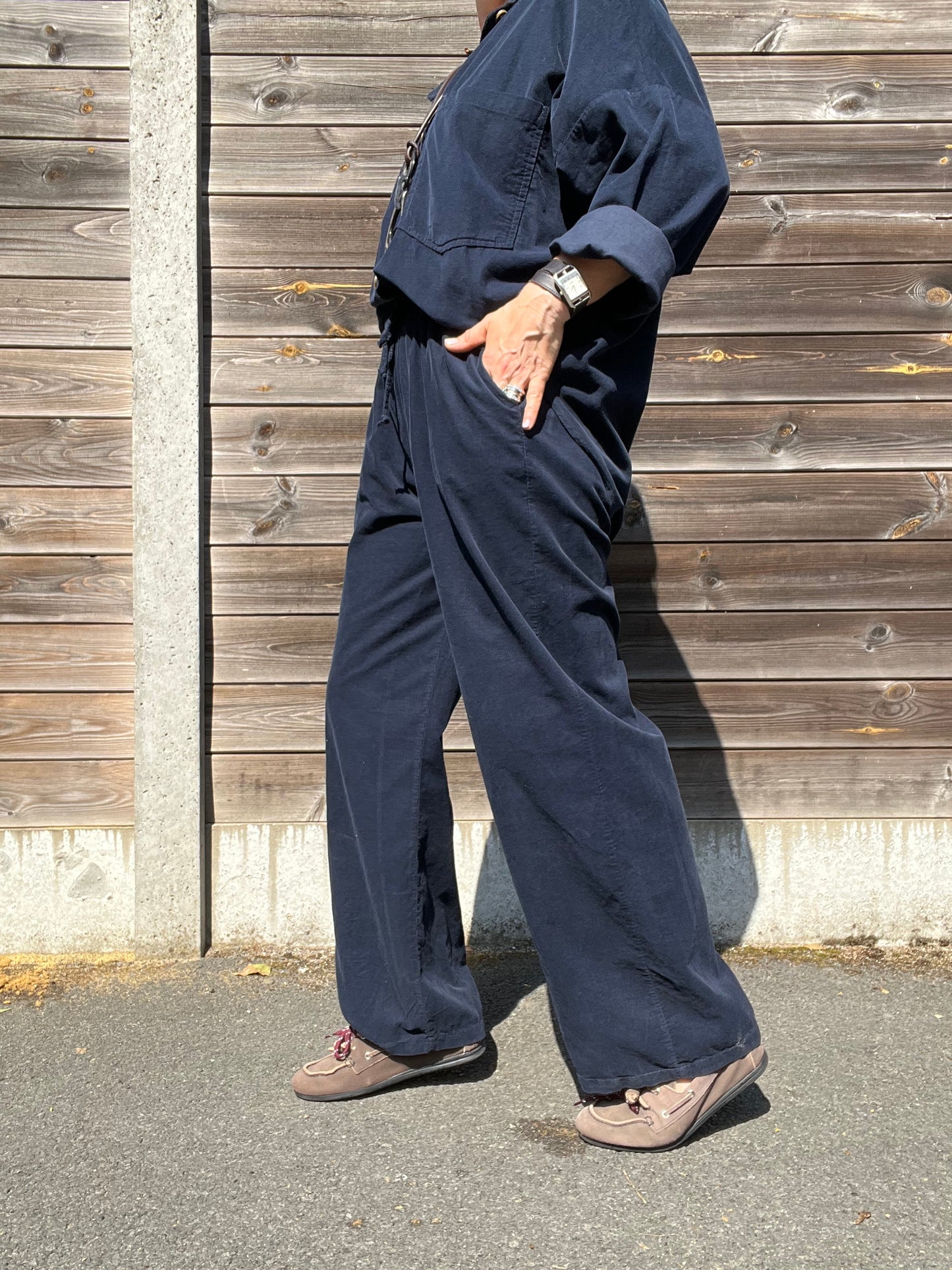 DAVIS pantalon baby velours navy