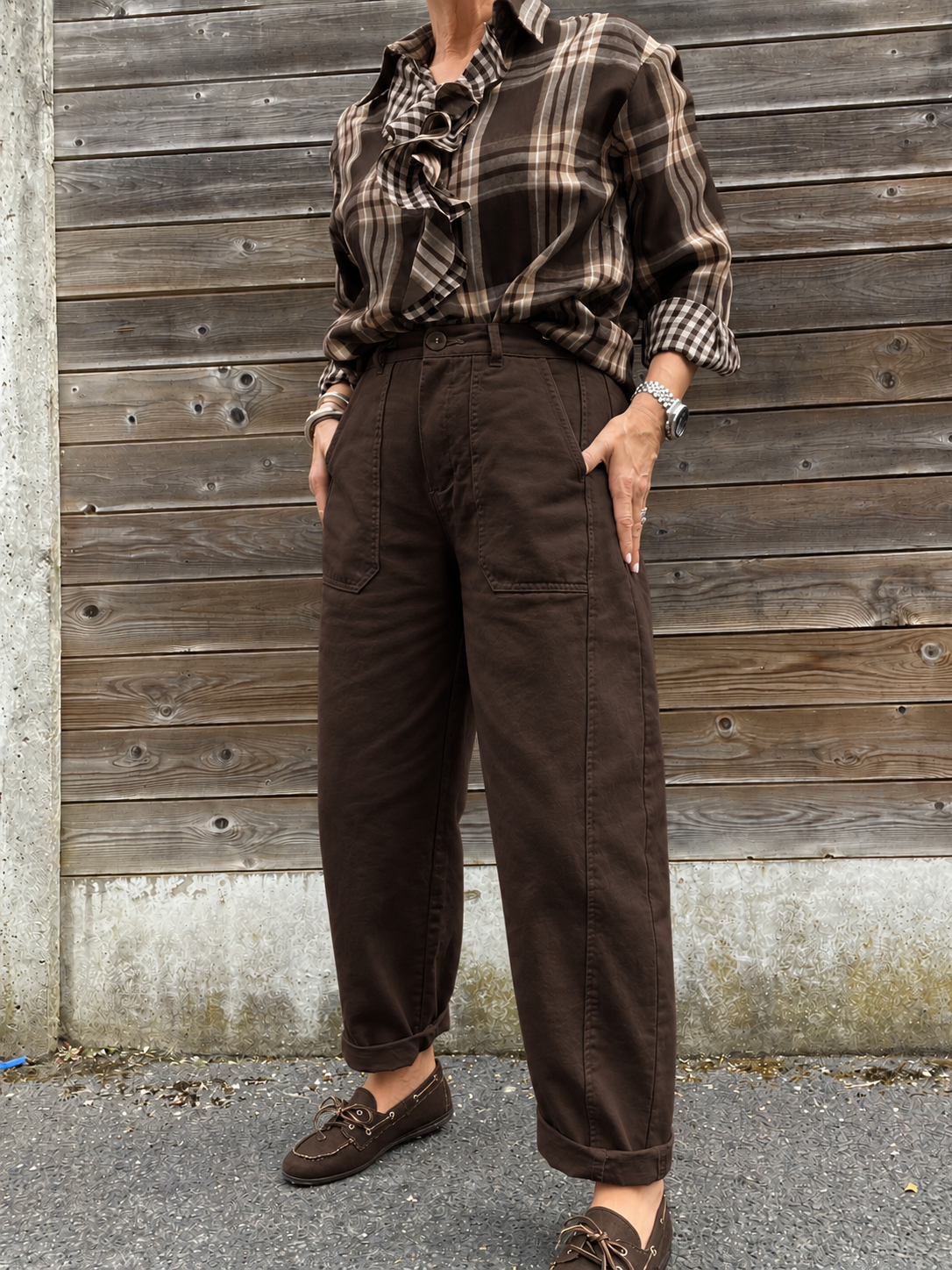 DIVA pantalon barel choco