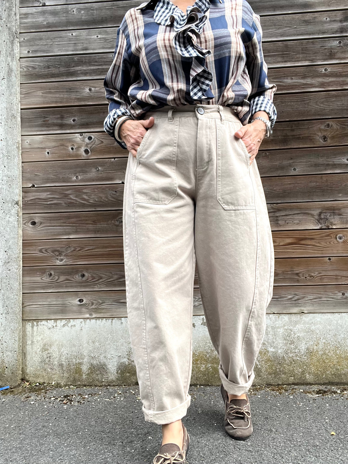 DIVA pantalon barel taupe