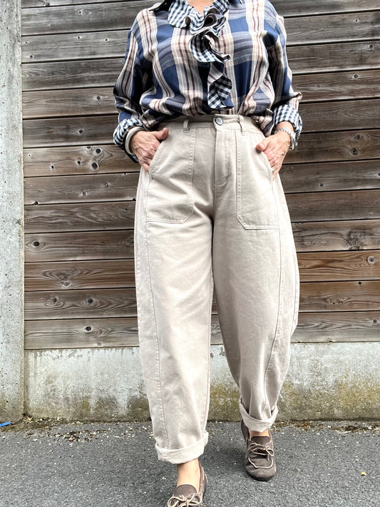 DIVA pantalon barel taupe