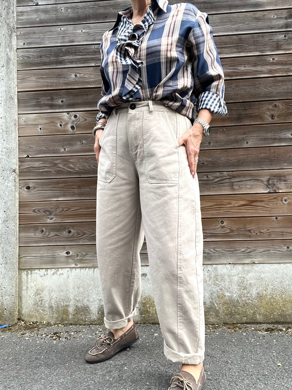 DIVA pantalon barel taupe