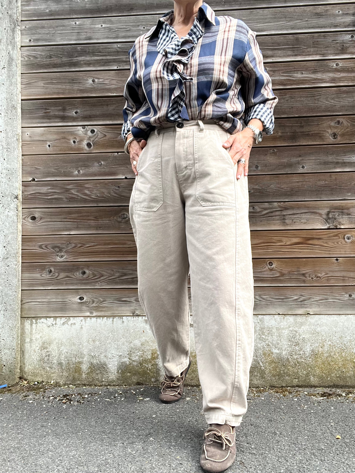 DIVA pantalon barel taupe