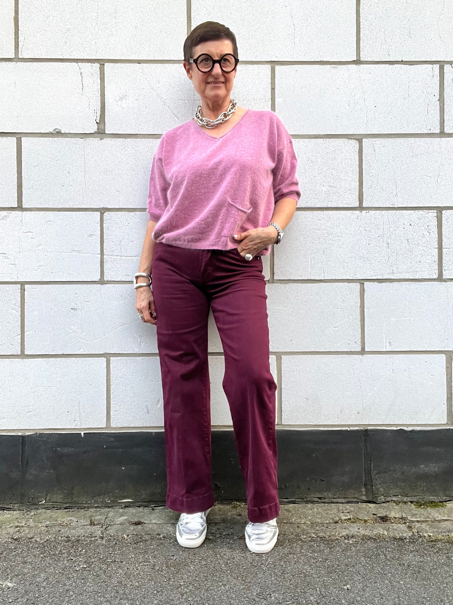 WINDSOR pantalon droit 5 pockets wine