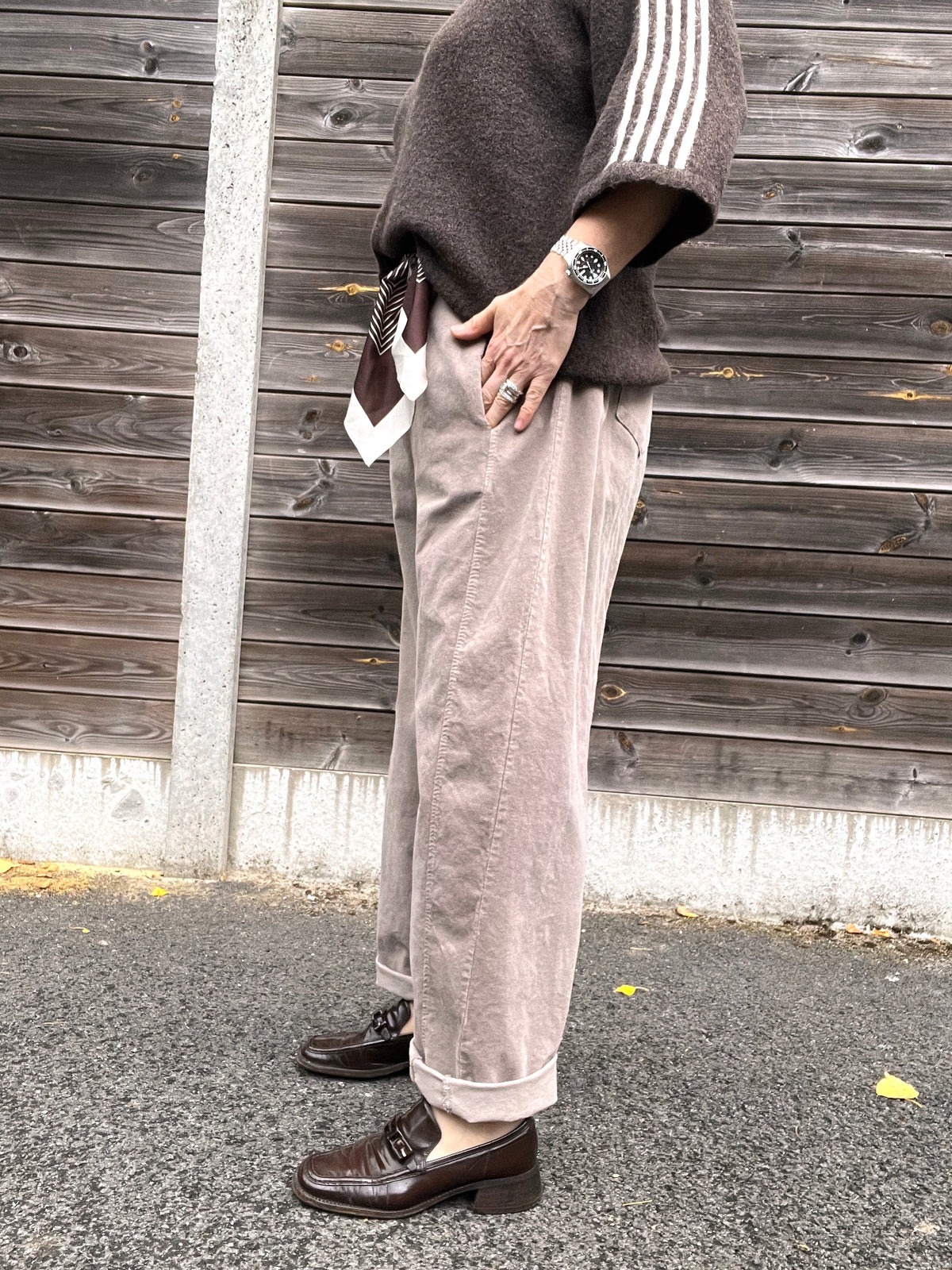 BARVEL pantalon barrel baby velours taupe