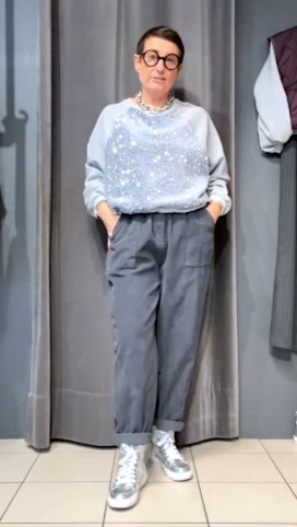 GEREMY pantalon "baloon" en velours grey