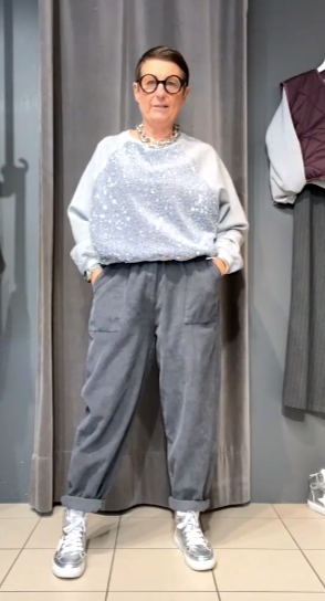 GEREMY pantalon "baloon" en velours grey