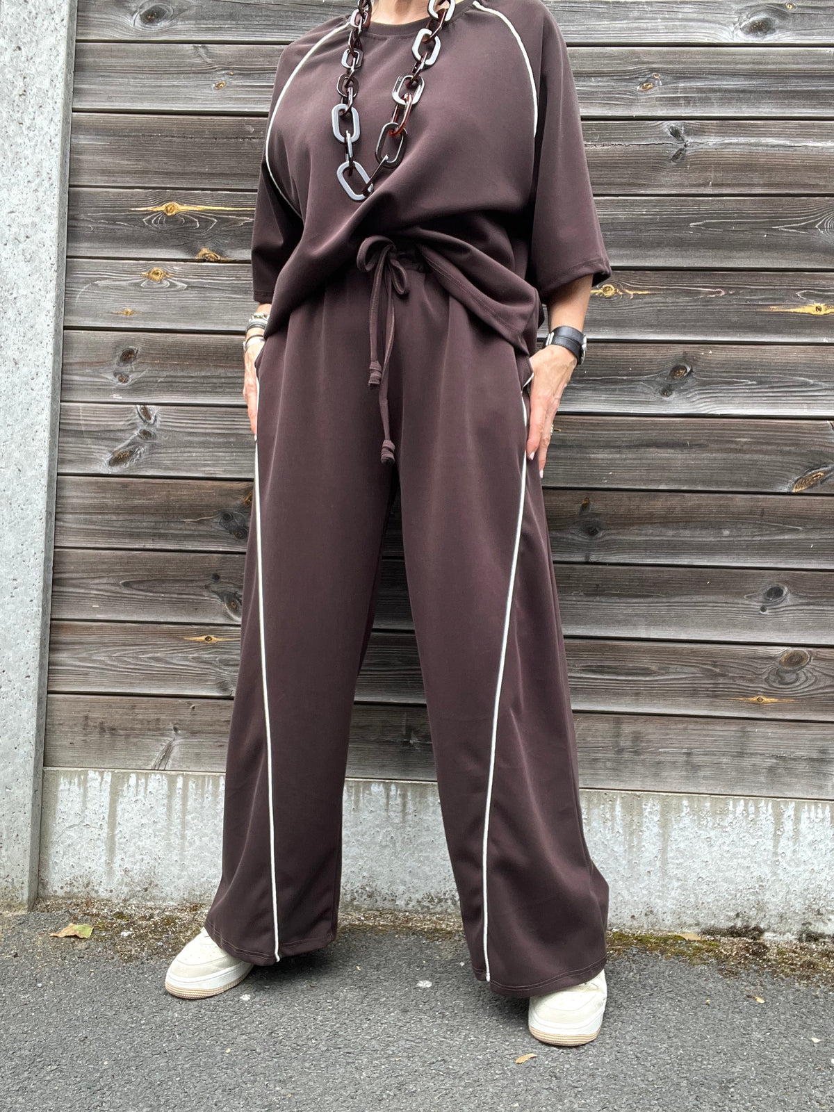 HEMING pantalon en jersey choco