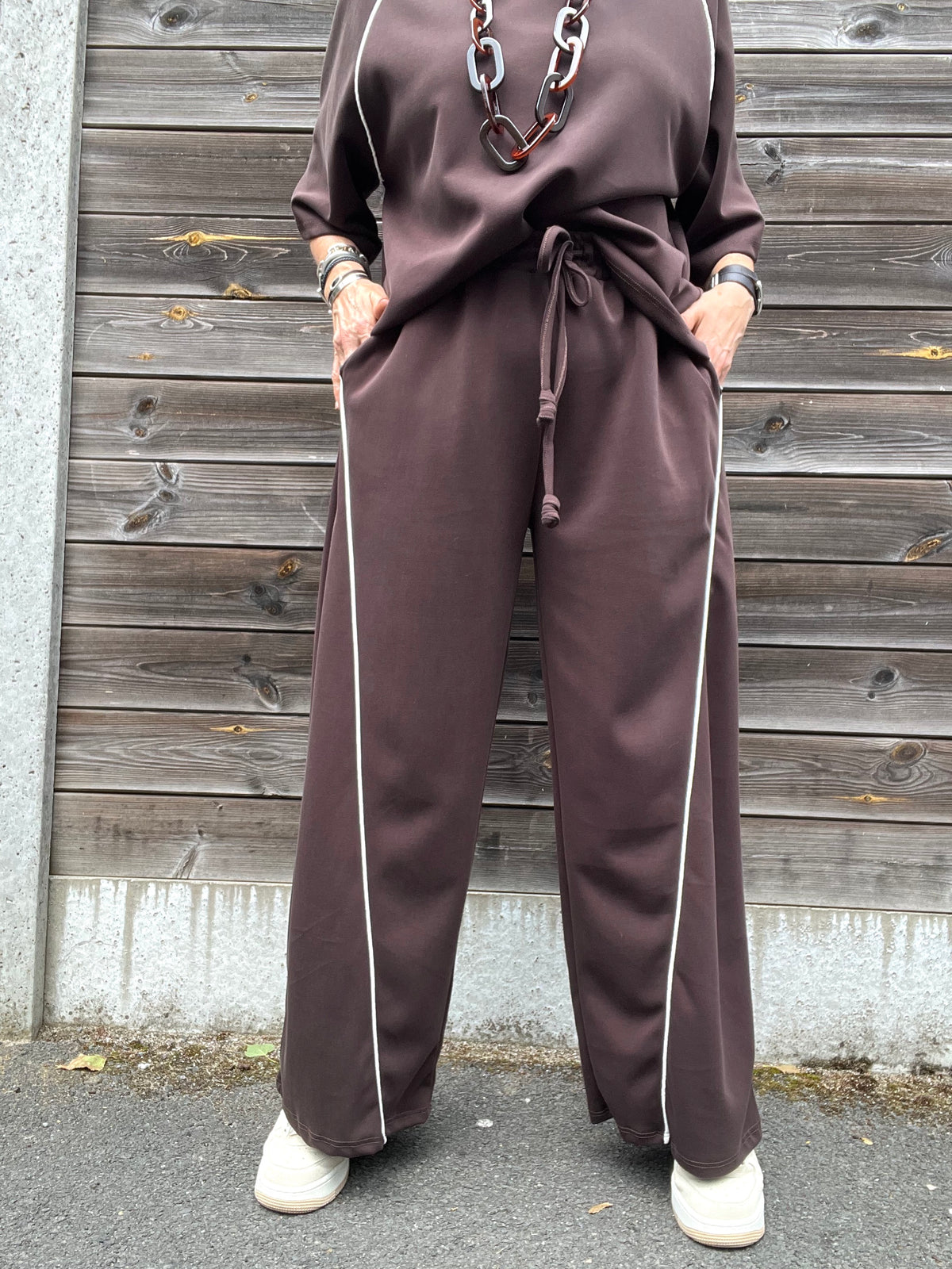 HEMING pantalon en jersey choco