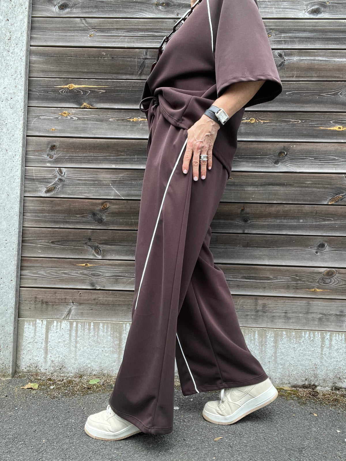 HEMING pantalon en jersey choco