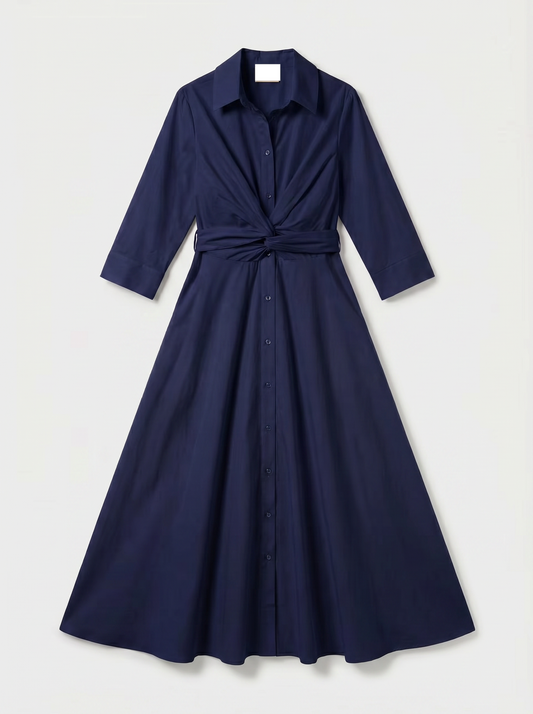 ATTITUDE robe chemise croisée navy