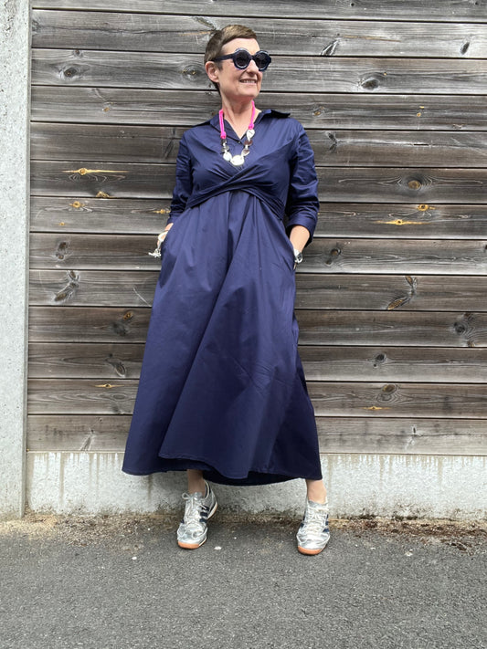 ATTITUDE robe chemise croisée navy