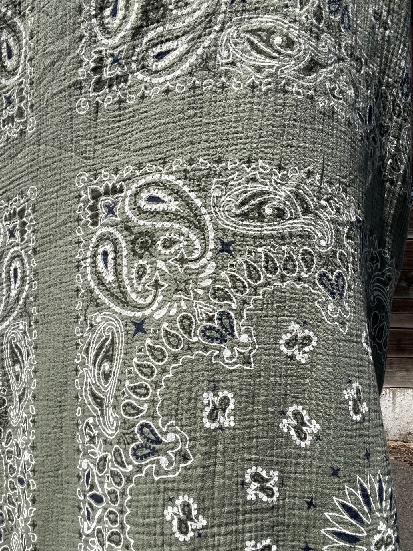 BANDANA robe imprimée en gaze de coton kaki