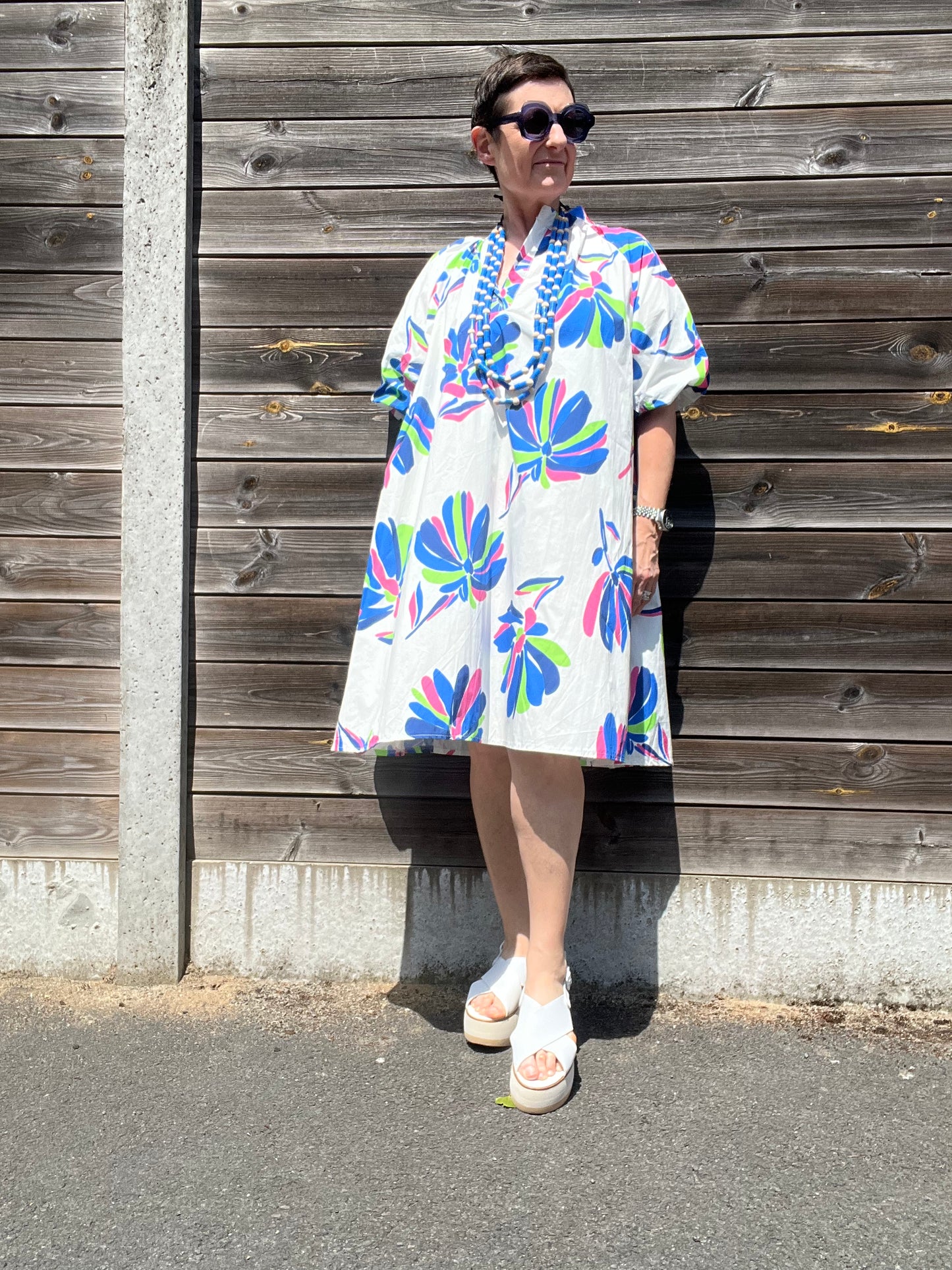 POSAFLOWER robe imprimée manche baloon bic