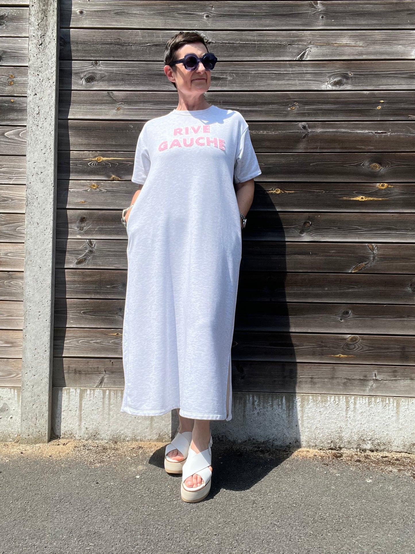 VINTAGE robe jersey broderie graphique