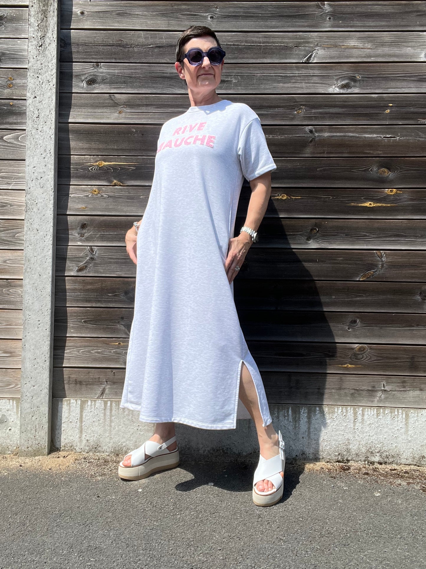VINTAGE robe jersey broderie graphique