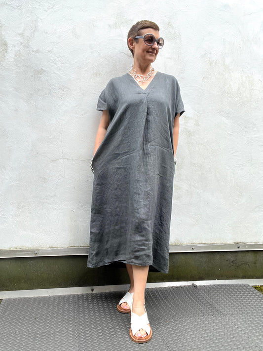 CALI robe caftan en lin grey