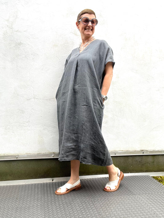 CALI robe caftan en lin grey