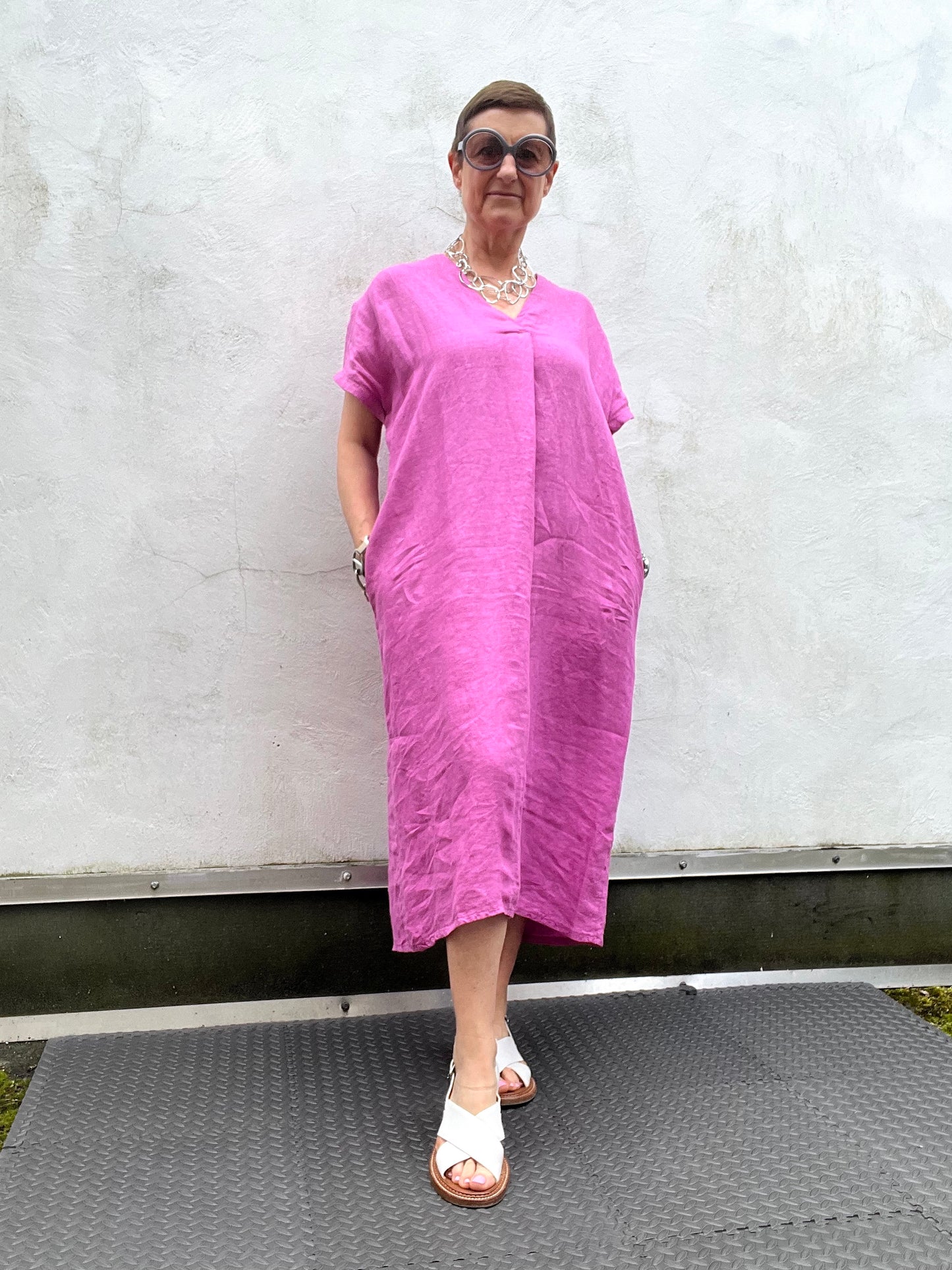 CALI robe caftan en lin orchid