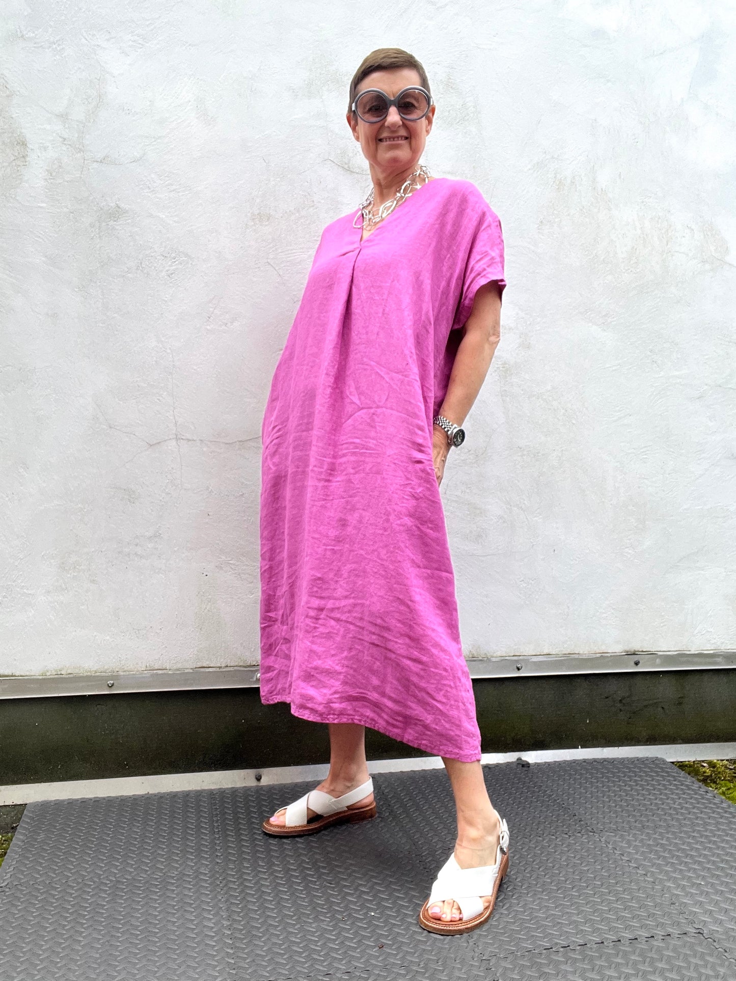 CALI robe caftan en lin orchid