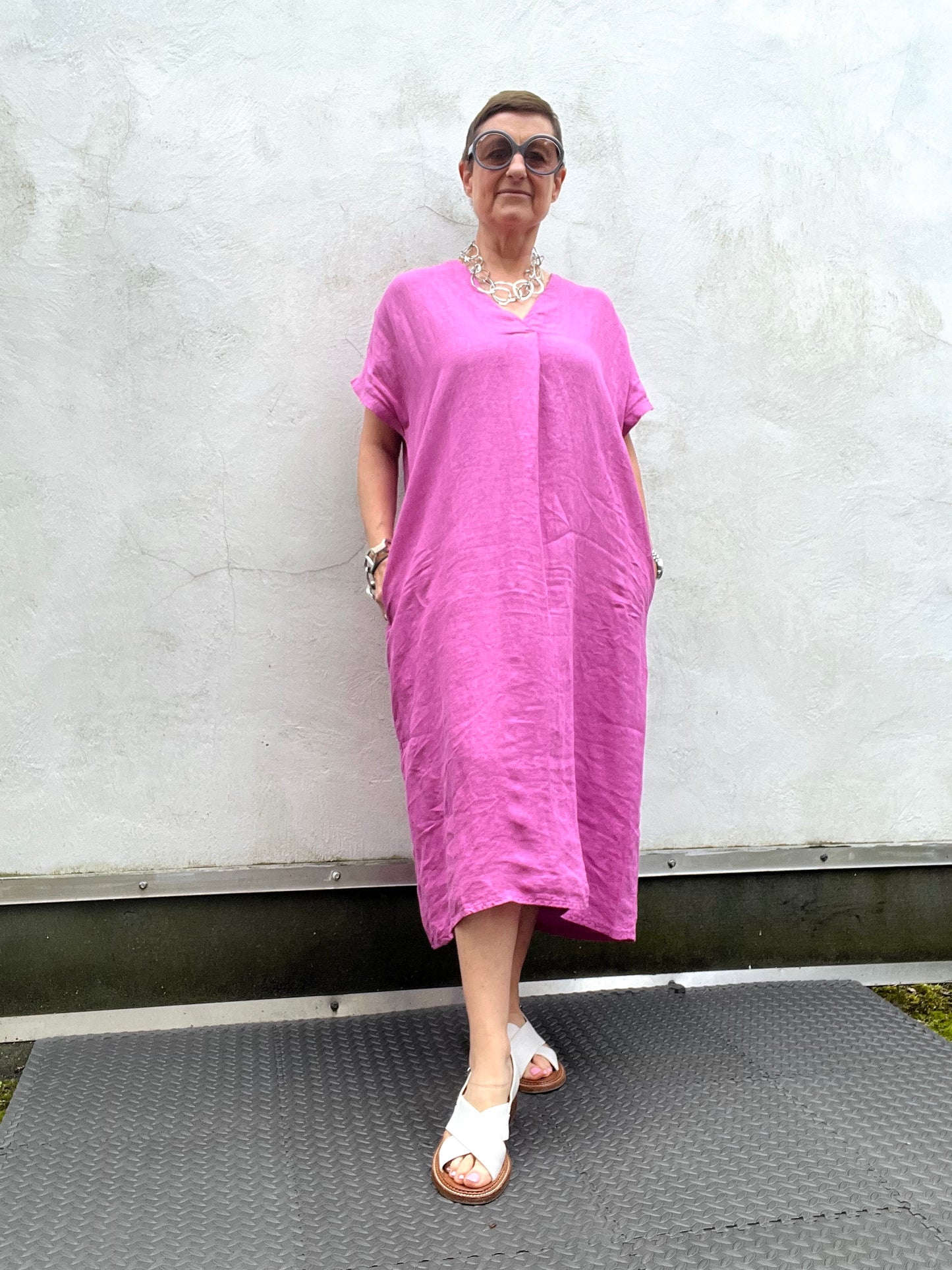 CALI robe caftan en lin orchid
