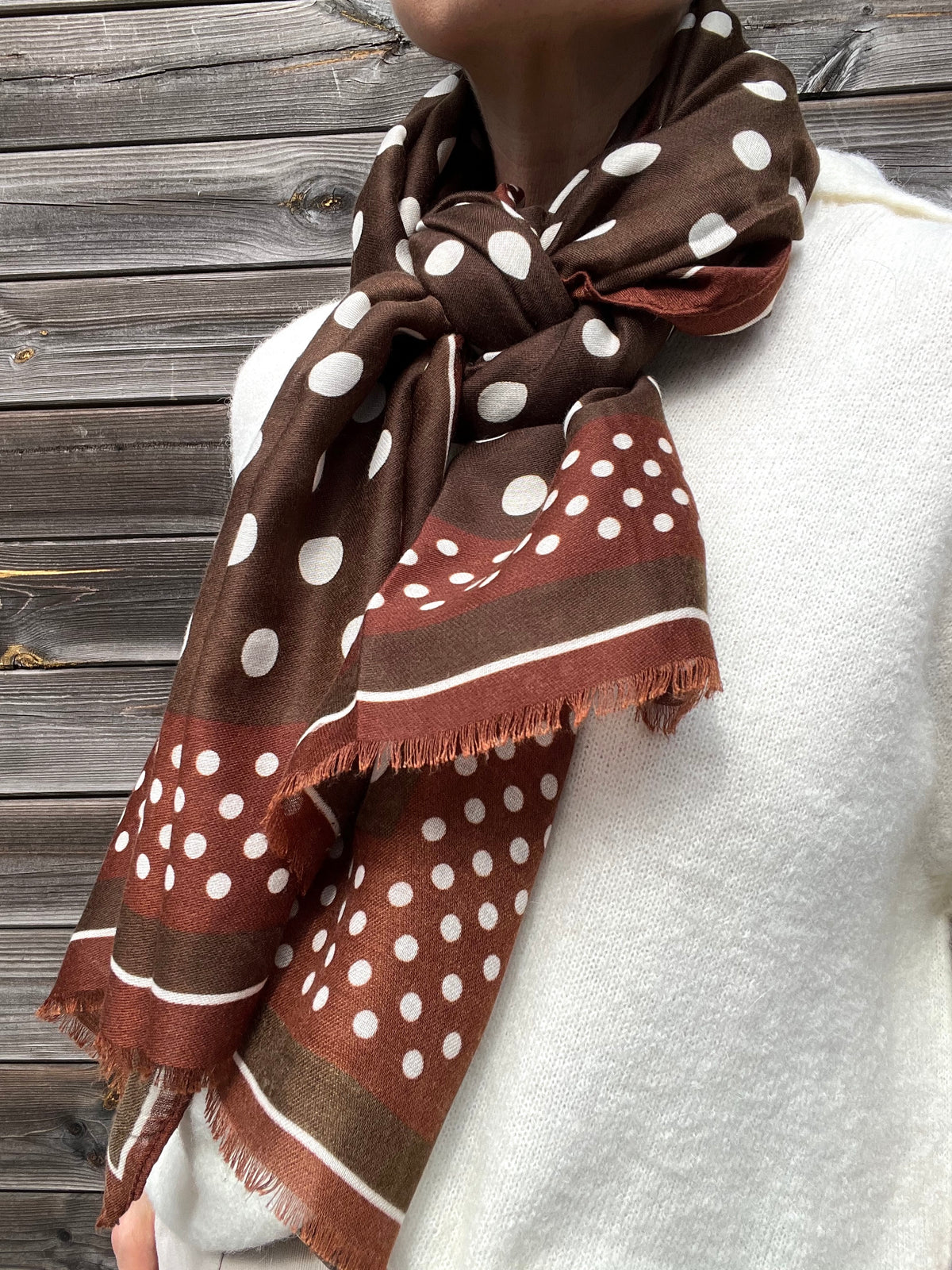 LORE foulard bicolore motif pois choco