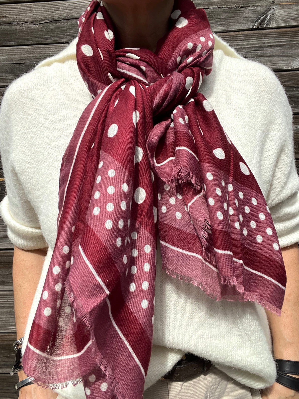 LORE foulard bicolore motif pois wine