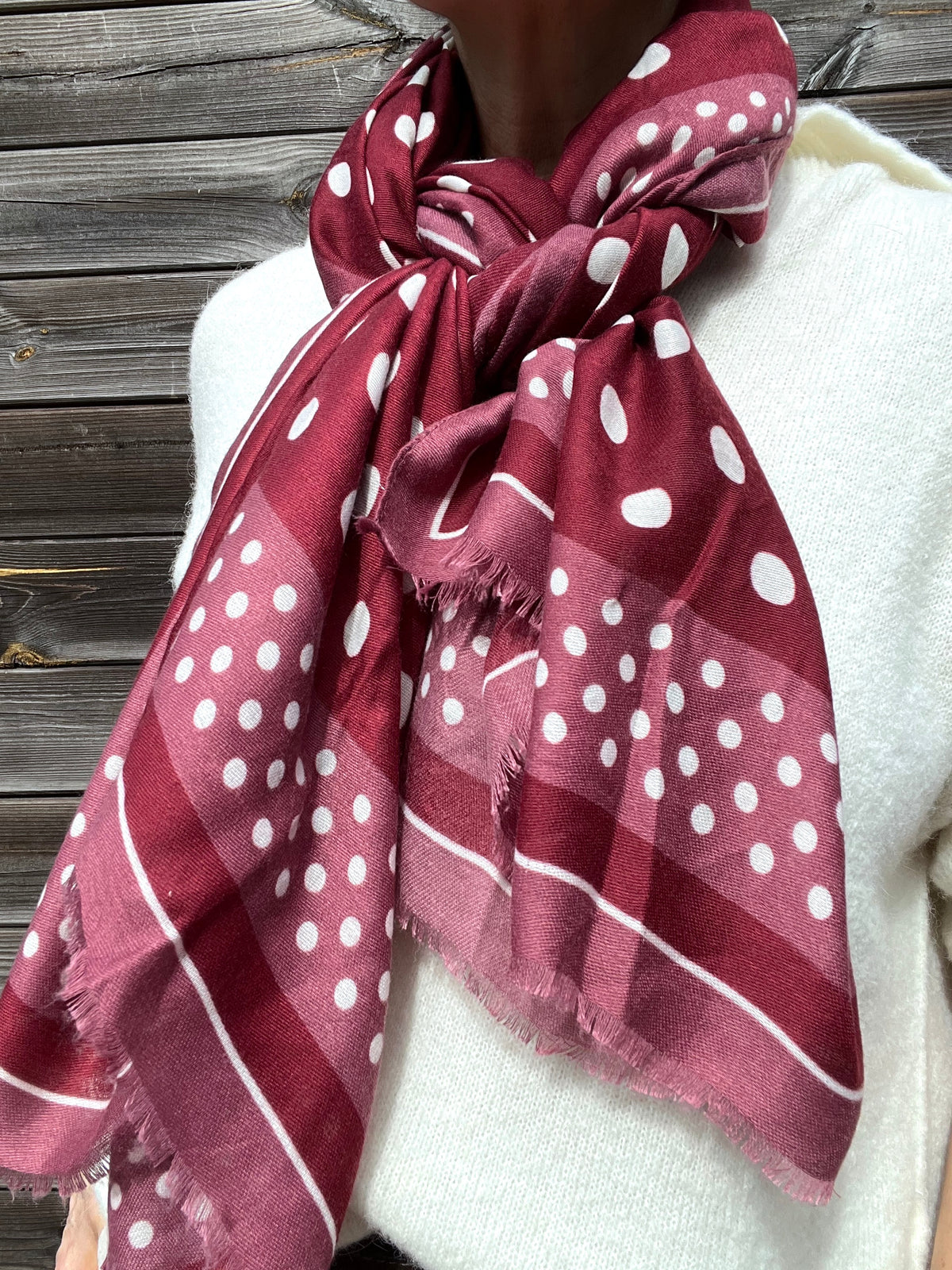 LORE foulard bicolore motif pois wine