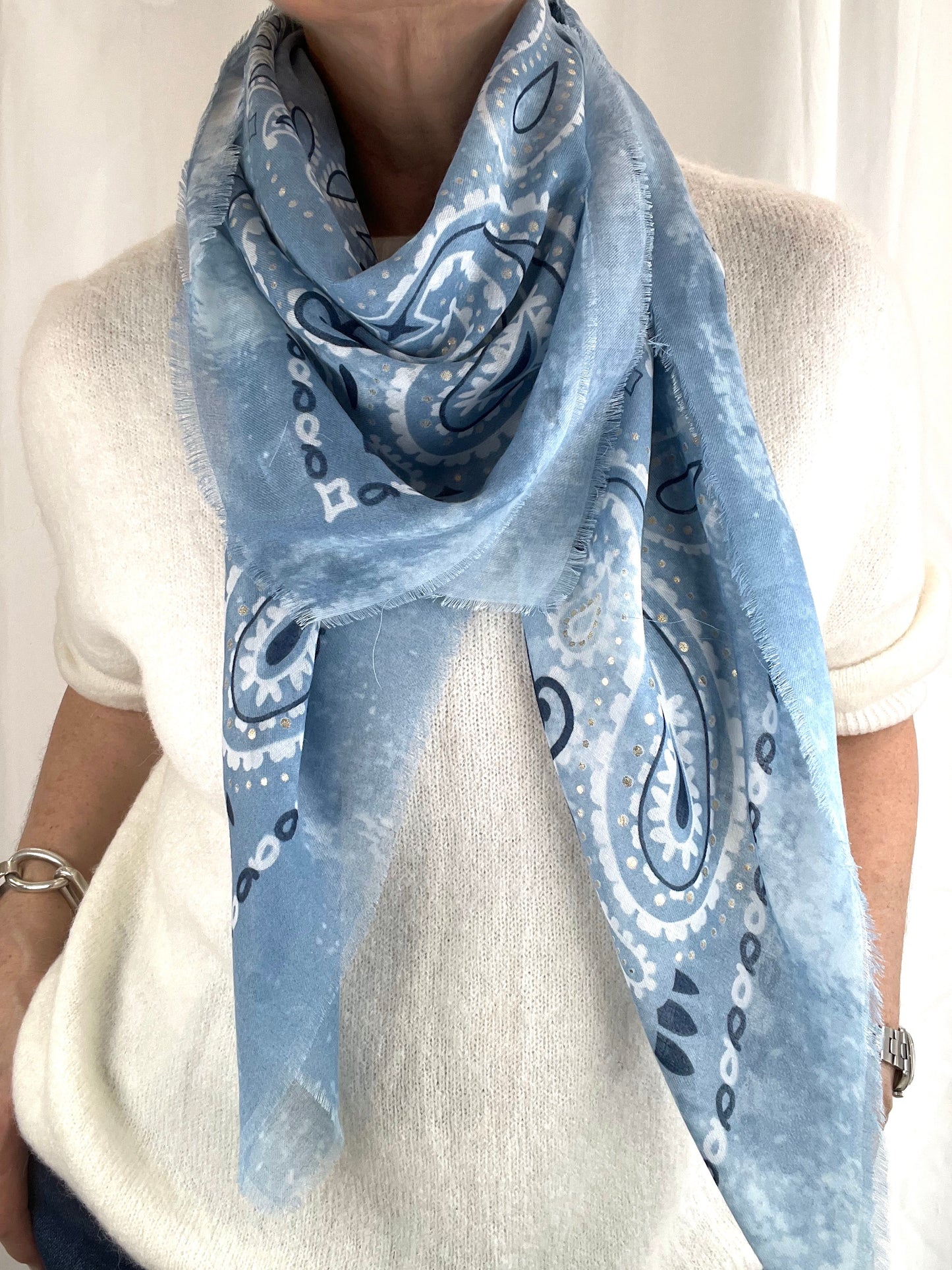 NICOLAS foulard carré imprimé bandana blue