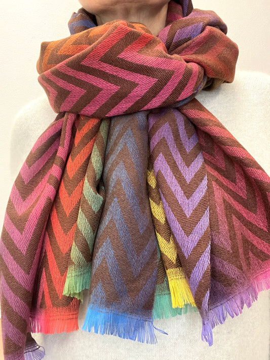 ZACH écharpe motif zig zag multicolore choco