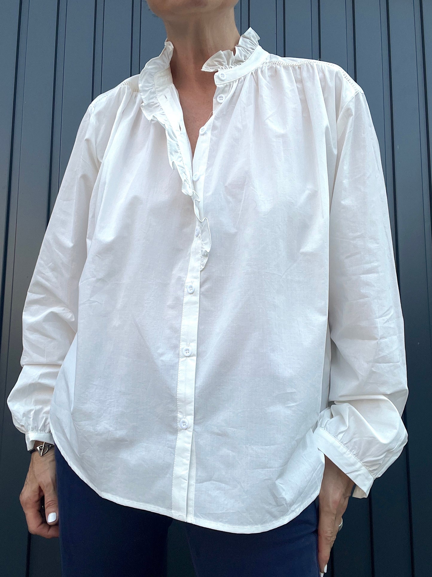 ANOUK chemise en popeline col froufrou